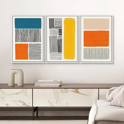 Vista 432 de SIGNWIN Lienzo enmarcado para pared, juego de arte neutro de bosque brumoso, ilustraciones en tono tierra, arte moderno, decorativo, bohemio