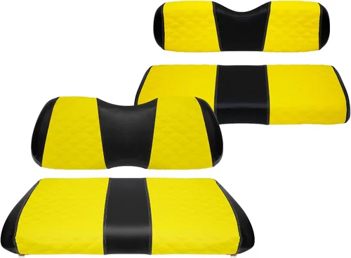Vista 29 de Fundas de Asiento de Carrito de Golf Delanteras y Traseras Impermeables y Resistentes al Sol de Cuero Vinílico de Grado Marino Accesorios de Negro