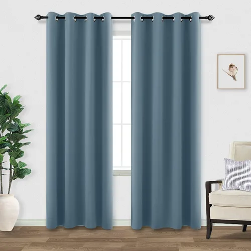 Vista 138 de KOUFALL Cortinas de Baño Aqua para Ventana, Juego de 2 Paneles Decoración Costera Cortinas Cortas Opacas para Ventana Pequeña de Cocina Puerta