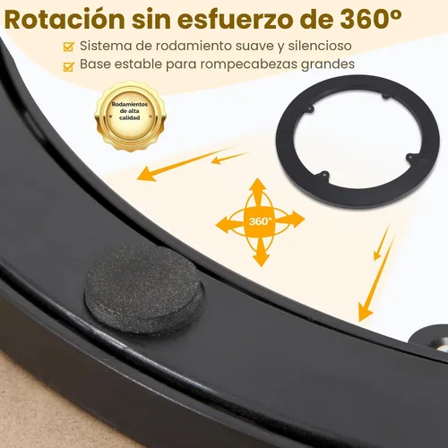 Vista 5 de Tabla giratoria de rompecabezas de 2000 piezas con 4 cajones, mesa de rompecabezas de madera portátil de 40.16 x 28.5 pulgadas con cubierta Madera