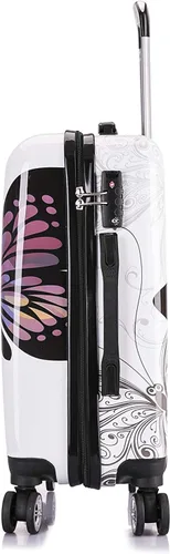 Vista 4 de InUSA - Equipaje rodante de paredes duras dibujadas con asas ergonómicas maleta de viaje con cuatro ruedas y tapones Butterfly 648609500837