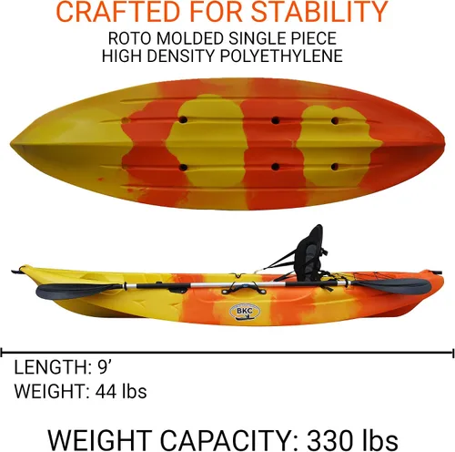 Vista 2 de BKC FK184 - Kayak de pesca de 2.74 m de eslora con un asiento individual y remo incluido