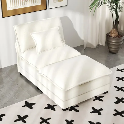 Vista 26 de Real Relax 145'' Sofá seccional modular, sofá convertible de 4 plazas con chenilla, 8 almohadas y 2 reposabrazos para sala de estar, oficina