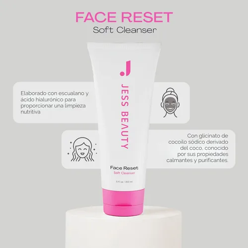 Vista 2 de JESS BEAUTY Limpiador facial suave con escualano y ácido hialurónico, 5 onzas líquidas, hidratante facial para cuidado de la piel