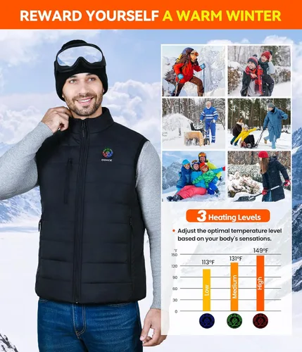 Vista 5 de DOACE Chaleco térmico mejorado para hombres y mujeres, chaleco de calefacción eléctrica inteligente, chaqueta térmica ligera (batería no incluida)