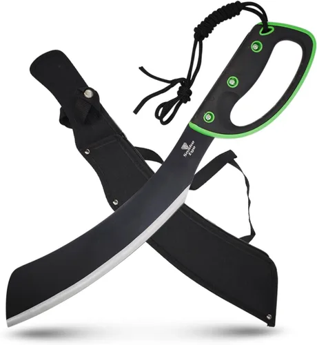 Vista 7 de Snake Eye Tactical Machete de hoja fija Full-Tang con vaina para caza, camping, pesca al aire libre (BK-GN)