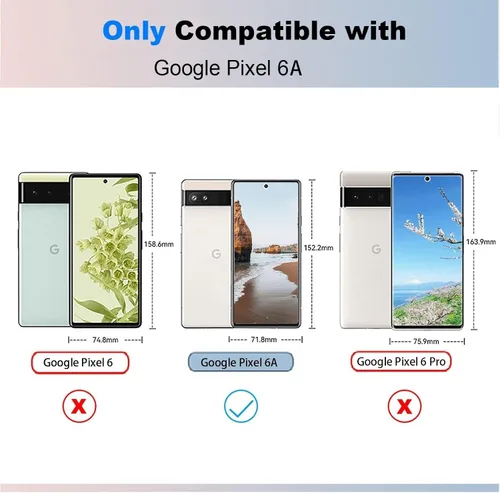 Vista 2 de Funda para Google Pixel 6a: cubierta de teléfono a prueba de golpes de grado militar con protector de pantalla de vidrio templado, antiarañazos