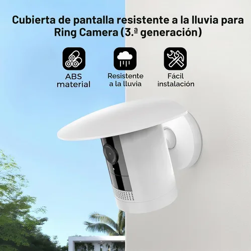 Vista 2 de Cubierta de sombra para cámara de sol y lluvia para cámara Ring Stick Up Cam – Protector de capó de cámara impermeable resistente a los rayos UV