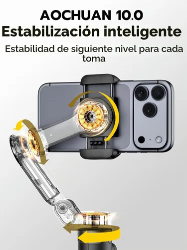 Vista 4 de AOCHUAN Estabilizador de cardán de 3 ejes para iPhone con seguimiento