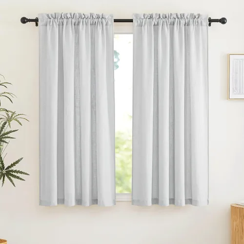 Vista 121 de RYB HOME - Cortinas de lino texturizado semitranslúcidas, privacidad media, filtro de luz, decoración de ventana para dormitorio/baño/sala de estar