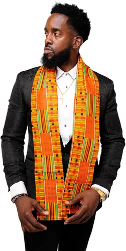 Vista 10 de Dupsie's 1 estola de graduación con estampado africano Kente, hecha en África, historia negra, festivales, cultural, HBCU, graduados, escuelas Negro