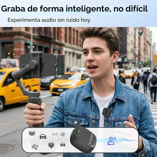 Vista 3 de AIRHUG Micrófono Lavalier inalámbrico para iPhone/Android/PC