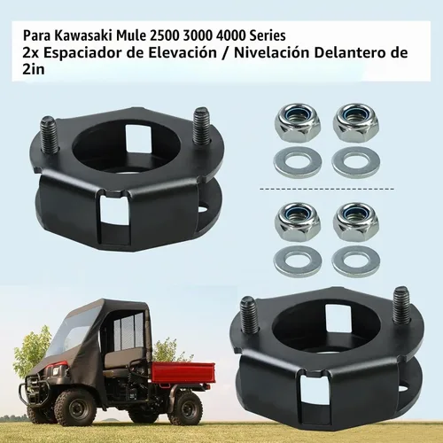 Vista 3 de Kit de 2 piezas de espaciadores delanteros de elevación de 2" para nivelación compatibles con Kawasaki Mule 1990-2019 2500 2510 3000 3010 4010 4000