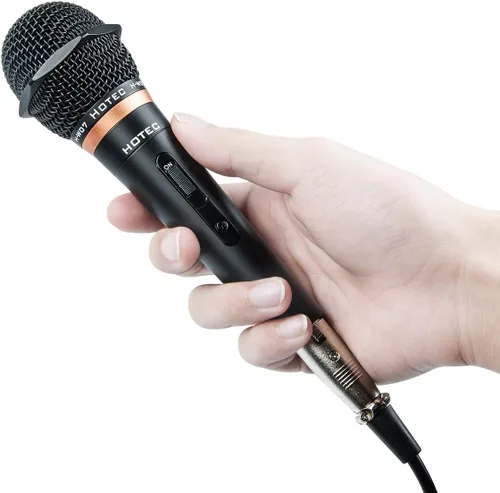 Vista 7 de HOTEC Micrófono de mano dinámico vocal premium con cable XLR desmontable de 19 pies e interruptor de encendido/apagado (negro metálico) (H-W07)