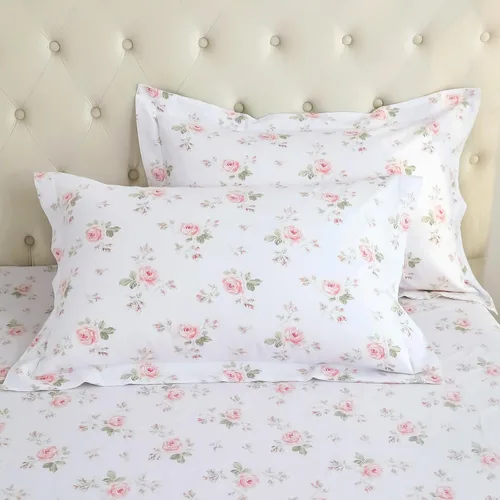 Vista 6 de QSH Juego de 2 fundas para almohada de algodón tamaño Queen, diseño floral vintage chic con estampado de rosas, fundas para almohada con cierre