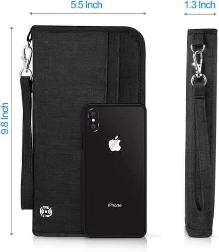 Vista 2 de Soporte para pasaporte familiar Negro - Cartera RFID