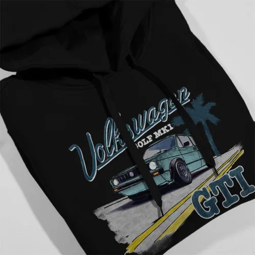Vista 4 de Volkswagen Golf MK1 GT1 On The Open Road White Retro Text Sudadera con capucha para hombre