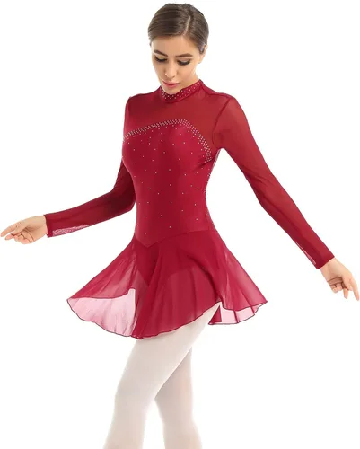 Vista 3 de QinCiao - Traje de ballet para mujer con pedrería brillante