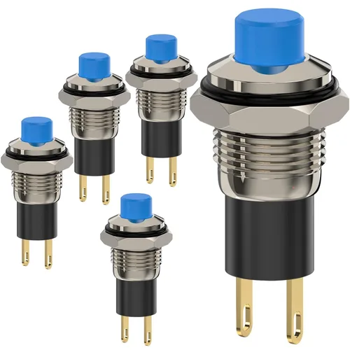 Vista 13 de Interruptor de botón, Interruptores mini autobloqueables de cierre 10mm redondos DC24V 0.5A Negro con tapa 5 piezas con cable de 20cm