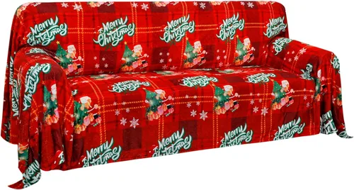 Vista 11 de Easy-Going Funda de Sofá para Silla de 80 x 102 Pulgadas Feliz Navidad, Funda de Terciopelo Jacquard para Sofá de 1 Cojín, Fundas Seccionales