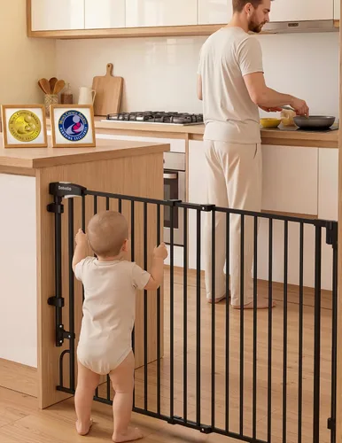Vista 12 de Babelio Puerta de bebé extraíble para escaleras sin barra inferior, 29-43 Negro