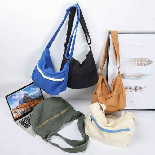 Vista 7 de WantGor Bolso cruzado de lona para mujeres y hombres, bolso grande de hombro, bolso de mano de trabajo, bolso casual