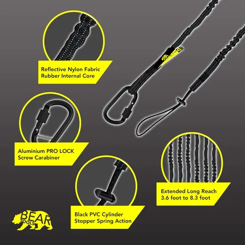 Vista 2 de BearTOOLS Cordón de seguridad para herramientas extendido de largo alcance, protección contra caídas de seguridad, bloqueo de tornillo de aluminio