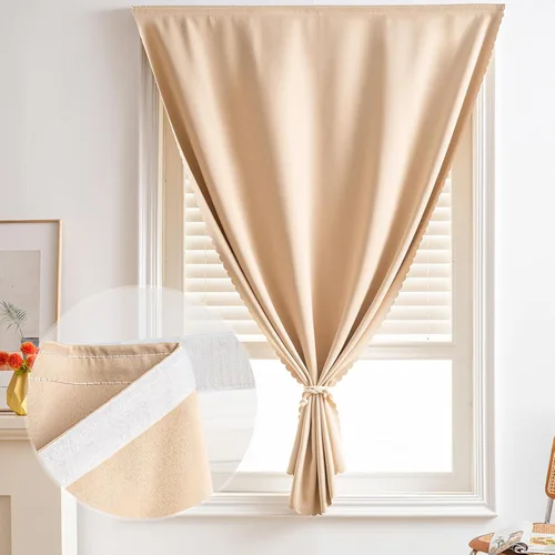 Vista 8 de Cortinas autoadhesivas, sin taladrar, sin varilla, cortinas opacas fáciles de instalar para persianas de ventana, dormitorio