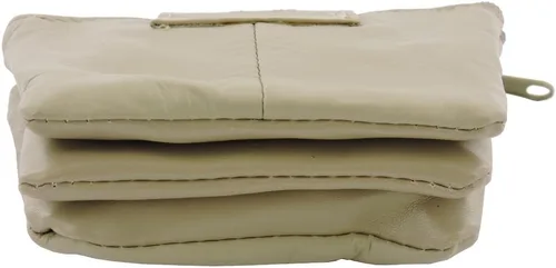 Vista 4 de SILVERFEVER Monedero de cuero con cierre Kisslock - Piel de cordero auténtica hecha a mano, Beige