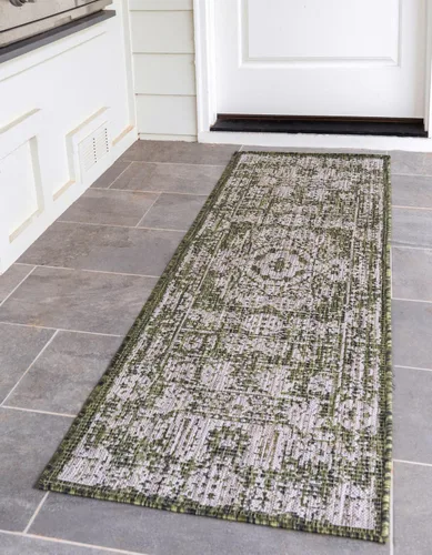 Vista 40 de Unique Loom Alfombra de la colección tradicional para exteriores, desgastada durante el tiempo (octágono de 5 pies y 3 pulgadas, azul/gris)