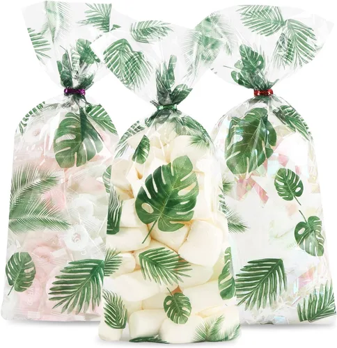 Vista 26 de 100 bolsas de celofán, bolsas de celofán transparente impresas con estrellas doradas de 3 x 5 pulgadas, 100 lazos giratorios, para envolver regalos
