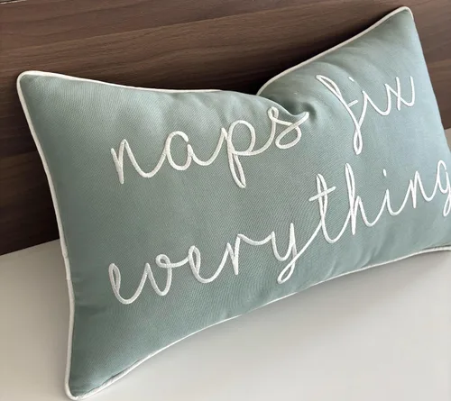 Vista 3 de EURASIA DECOR Naps Fix Everything - Funda de almohada lumbar decorativa bordada para énfasis - Sala de estar, sofá, silla, patio, coche, balcón