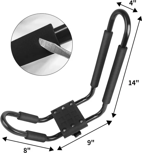 Vista 5 de XCAR Soporte Universal para Techo de 2 Pares para Kayak, Tabla de Surf, Canoa, SUP, Tabla de Paddleboard, Tabla de Esquí - Portaequipajes