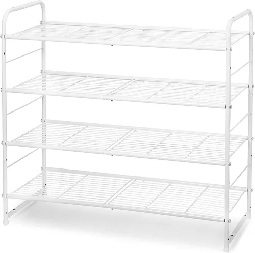 Vista 8 de Simple Trending - Zapatero apilable de 2 niveles, organizador de almacenamiento para zapatos de metal, negro