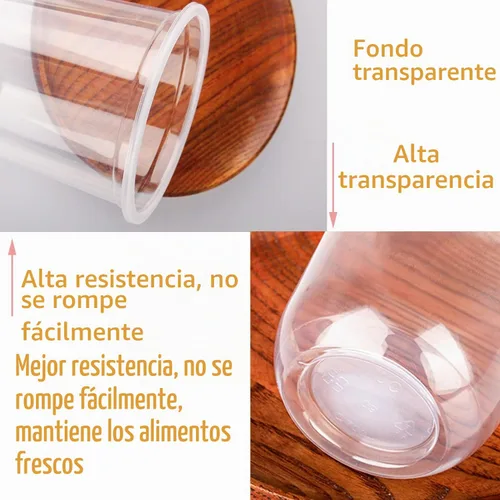 Vista 7 de Alaeseje Paquete de 50 vasos de plástico de 10 onzas con tapas de cúpula (sin agujero) y cucharas-tenedor, tazas desechables de parfait de PET