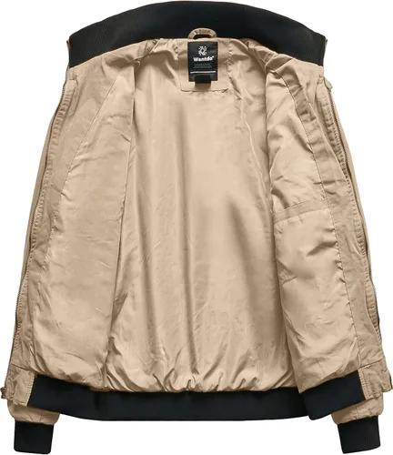 Vista 2 de Wantdo Chamarra rompevientos para hombre con cuello de algodón para hombre.