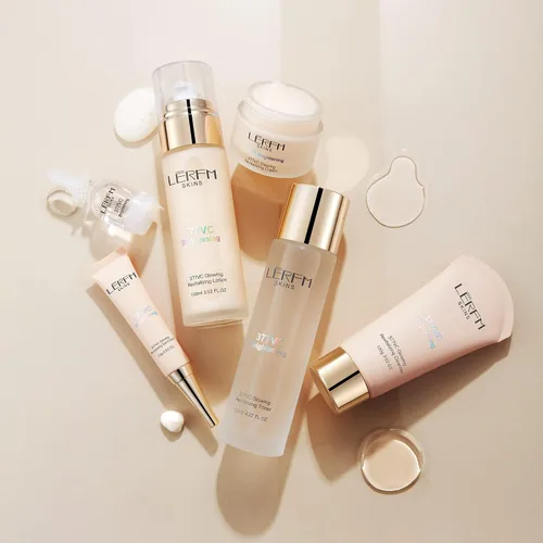 Vista 4 de Set de cuidado de la piel, limpiador facial 8 en 1, tónico, suero, loción facial, crema y crema para los ojos, rutina diaria hidratante