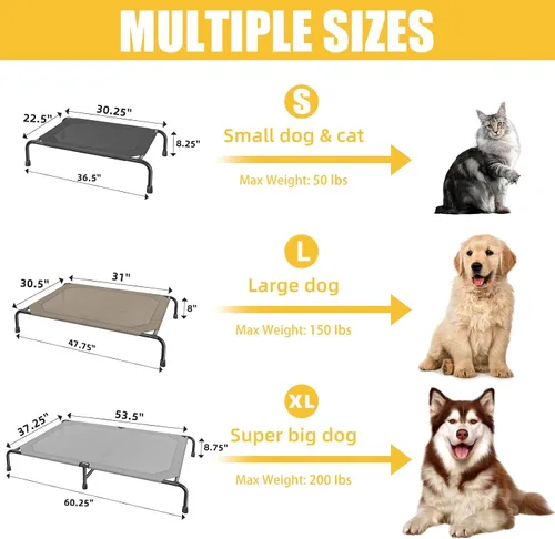 Vista 6 de Simple Trending - Cama elevada para perros para perros de tamaño grande, cuna elevada para mascotas al aire libre con cama de hamaca para mascotas