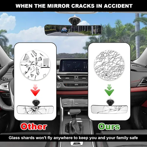 Vista 5 de Espejo retrovisor interior para automóvil, antideslumbrante, reduce los puntos ciegos, convexo, gran angular, HD, espejo retrovisor ajustable de 360