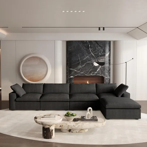 Vista 16 de Cloud - Sofá modular convertible de 80.3 pulgadas en forma de L para sala de estar con otomana de almacenamiento, sofás profundos minimalistas
