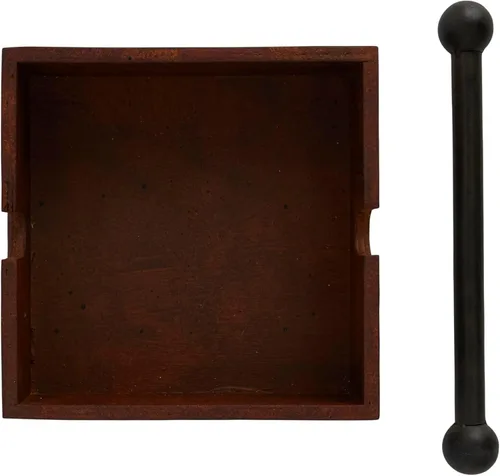 Vista 3 de Creative Co-Op Servilletero cuadrado de madera con barra de metal
