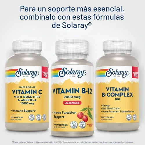 Vista 6 de SOLARAY Pastillas de vitamina B12 de 2000 mcg, sin azúcar, sabor a cereza