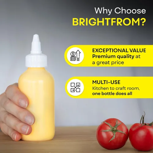 Vista 6 de BRIGHTFROM Botellas exprimibles para condimentos, botellas vacías de 4 onzas, tapa superior giratoria, a prueba de fugas, ideal para salsa