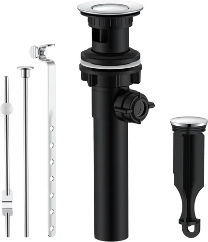 Vista 10 de KENES Conjunto de tapón de drenaje para lavabo de baño con varilla de elevación, drenaje de lavabo de níquel cepillado con desbordamiento, conjunto