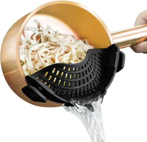 Vista 8 de AUOON - Colador grande con clip para todas las ollas y sartenes, colador de silicona de gran tamaño, diseño familiar, colador de pasta, colador