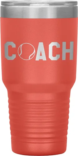 Vista 17 de Vaso de entrenador de tenis – Regalo de entrenador de tenis de 30 onzas con aislamiento de acero inoxidable grabado, color negro