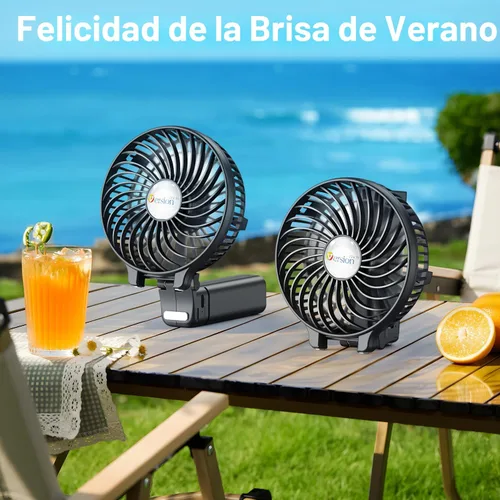 Vista 7 de VersionTECH. Ventilador de mano portátil, potente+durable+4000mAh+plegable 180°, mini ventiladores de mesa con USB recargable funciona