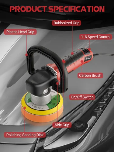 Vista 2 de SILVEL Pulidora Buffer, Buffer de Doble Acción de 6 pulgadas para Detallado de Automóviles, Kit de Encerador Buffer Orbital Aleatorio para Automóvil