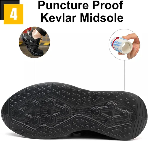 Vista 5 de Furuian Zapatos de punta de acero para hombres y mujeres cómodos tenis de acero para hombres zapatos de seguridad zapatos de trabajo antideslizantes