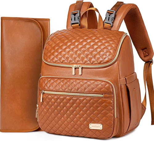 Vista 9 de Mochila para pañales Weitars con cambiador, mochila para pañales de bebé, mochila para pañales de viaje, bolso para pañales para mamá, 5 bolsillos